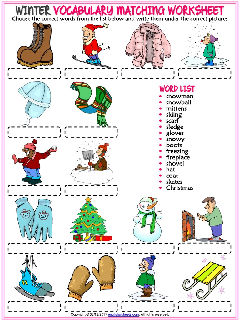 winter-vocabulary-esl-matching-exercise-worksheet-for-kids-snow-winter