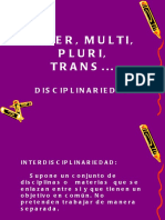 Inter, Multi, Pluri y Transdisciplinariedad.