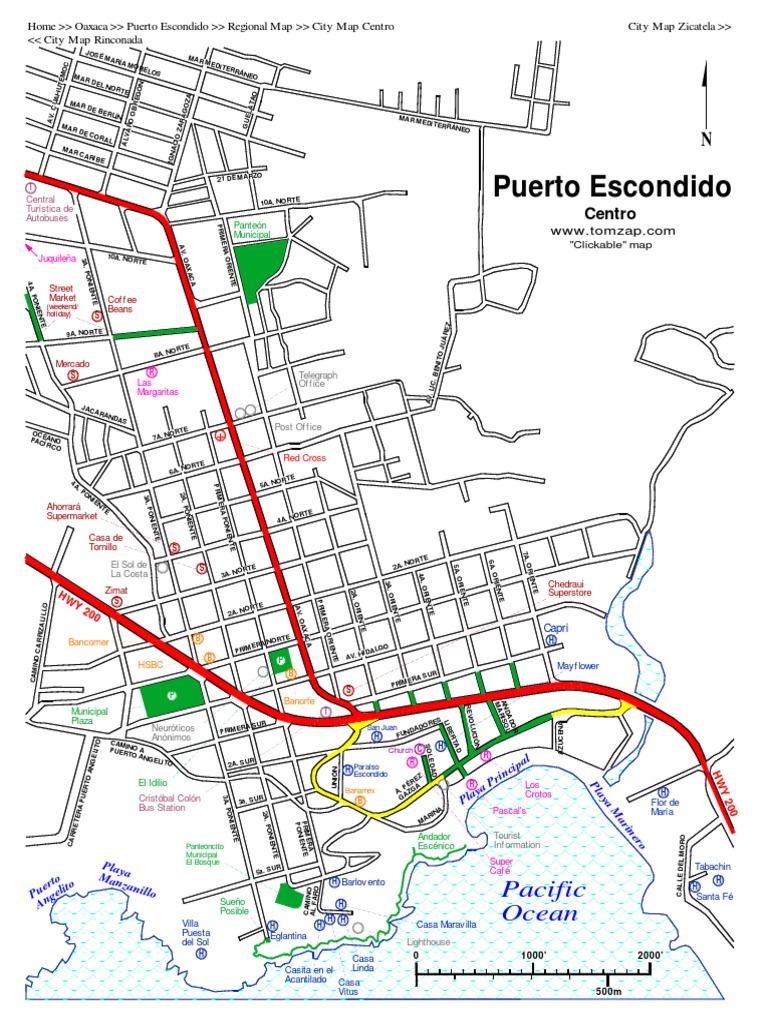 Mapa Puerto Escondido Centro