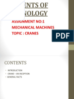 Assignment No:1 Mechanical Machines Topic: Cranes