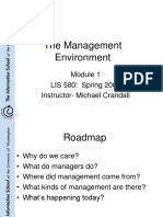 The Management Environment: LIS 580: Spring 2006 Instructor-Michael Crandall