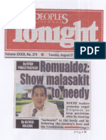 Peoples Tonight, Aug. 27, 2019, Romualdez Show Malasakit PDF