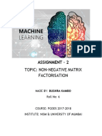 Topic: Non-Negative Matrix Factorisation: Assignment - 2