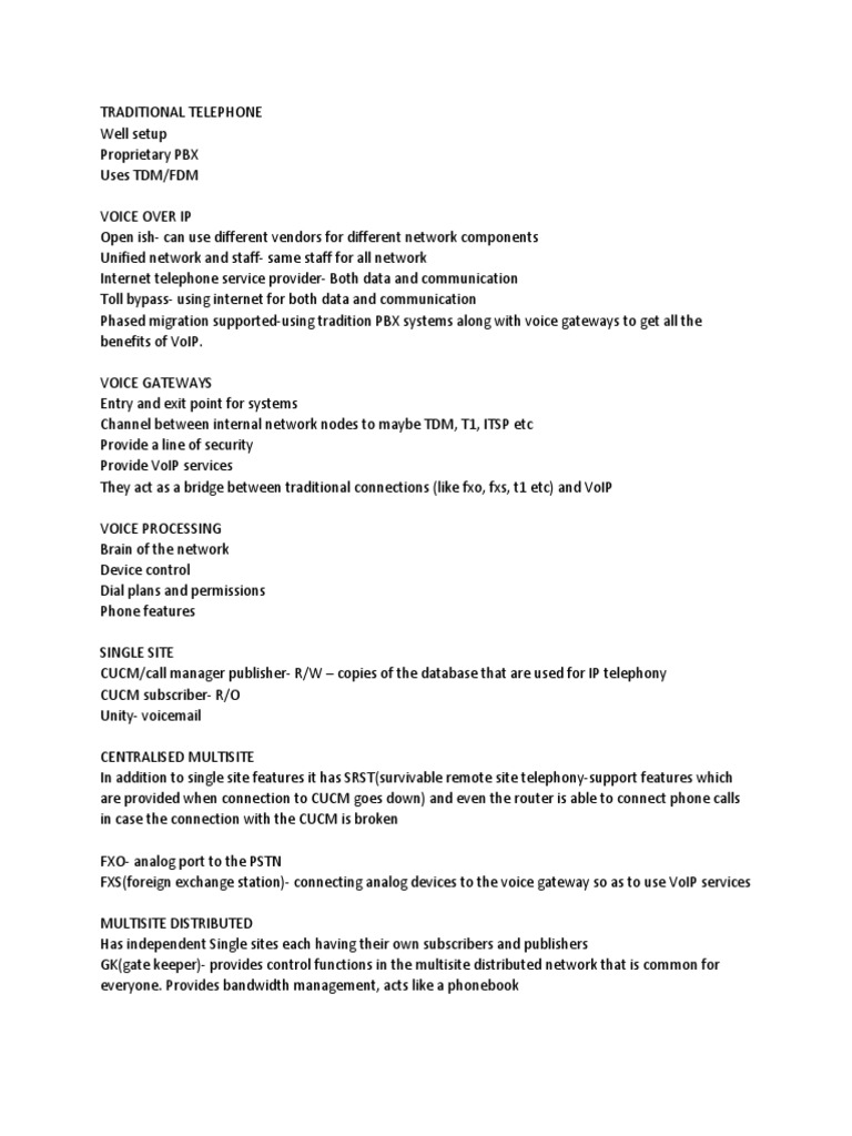 CBT Nuggets Notes PDF Voice Over Ip Public Switched Telephone Network