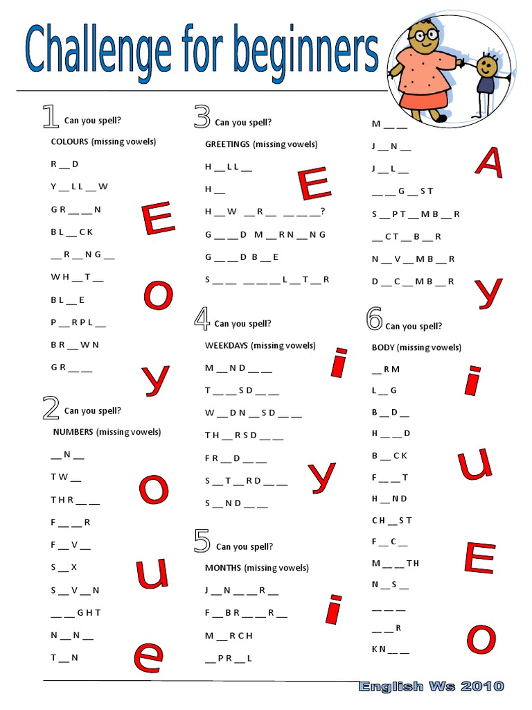 Beginner's Vowel Challenge Worksheet | PDF