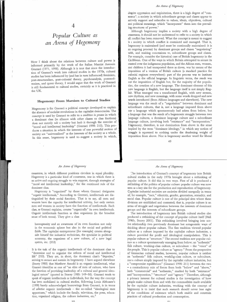 Storey, 2003 - Popular Culture As Arena of Hegemony | PDF