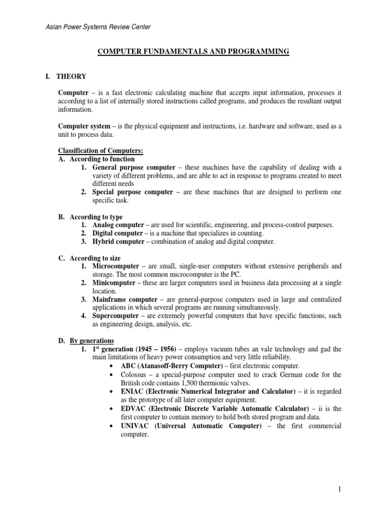 Computer Fundamentals and Programming | PDF | Random Access Memory ...