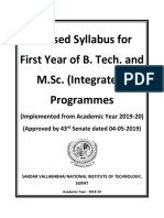 Revised Syllabus For First Year of BTech and MSC (Integrated) Programmes PDF