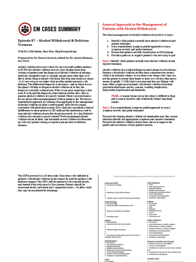 Episode 87 Alcohol Withdrawal & Delirium Tremens PDF