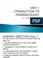UNIT I Introduction To Pharmacology