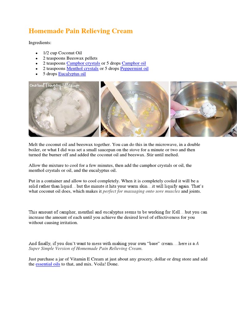 Homemade Pain Relieving Cream PDF