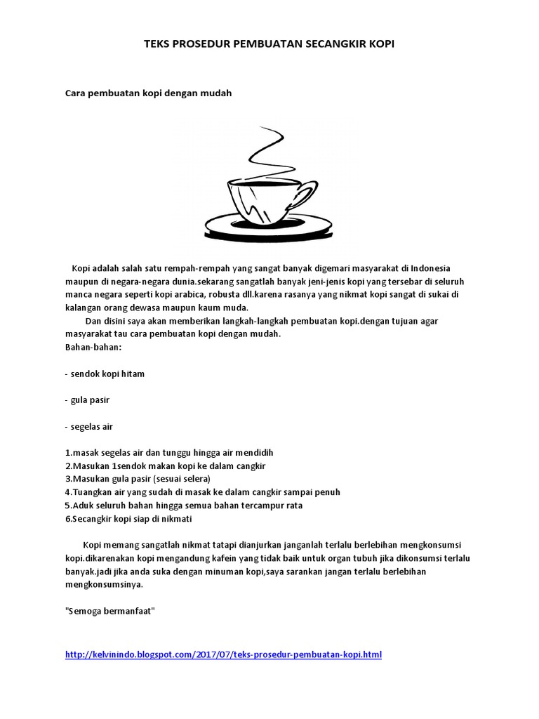 Egi Teks Prosedur Pembuatan Secangkir Kopi