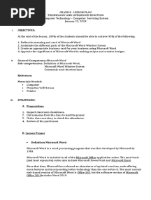 Grade 8 Lesson Plan MICROSOFT WORD