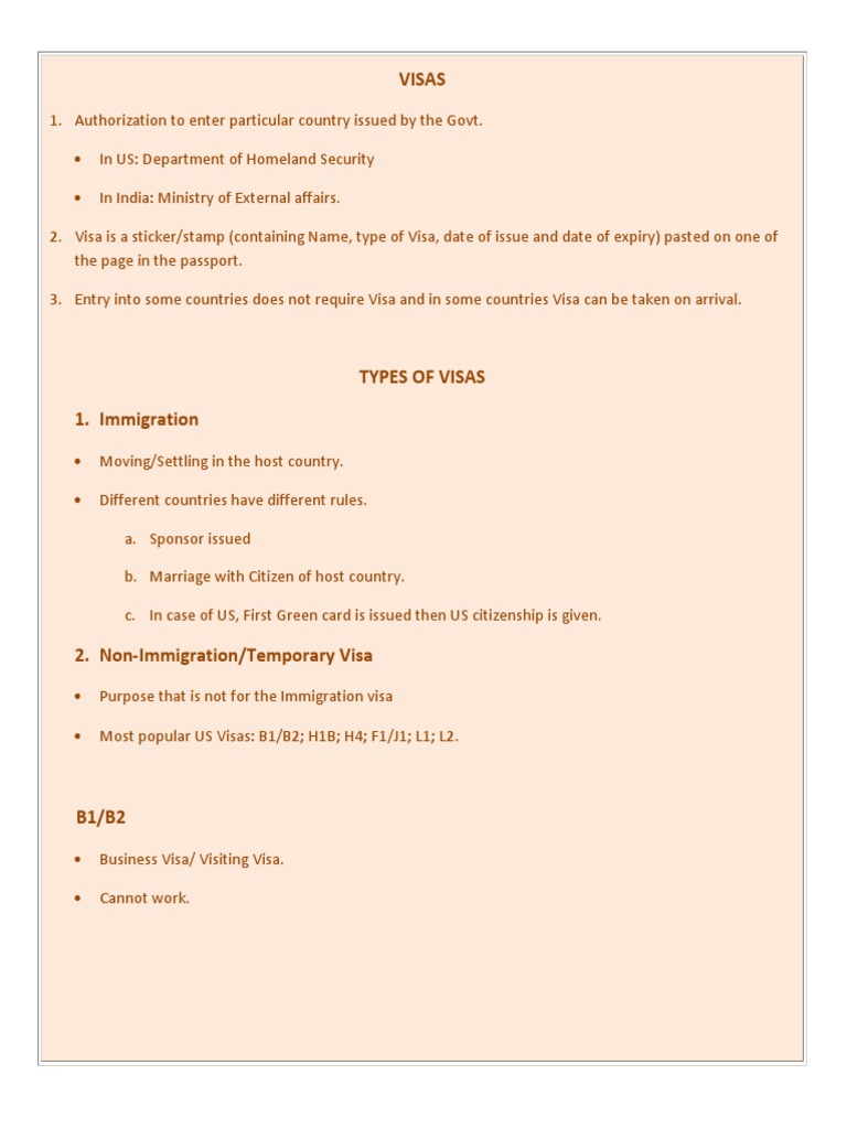 Visa Types and Regulations Overview | PDF | Travel Visa | H 1 B Visa