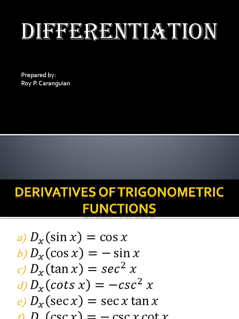 Calculus Derivatives of Trigonometric Functions | PDF
