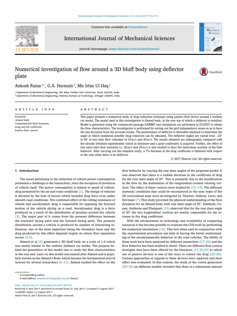 Numerical Investigation of Flow Around A 3D B 2017 International ...