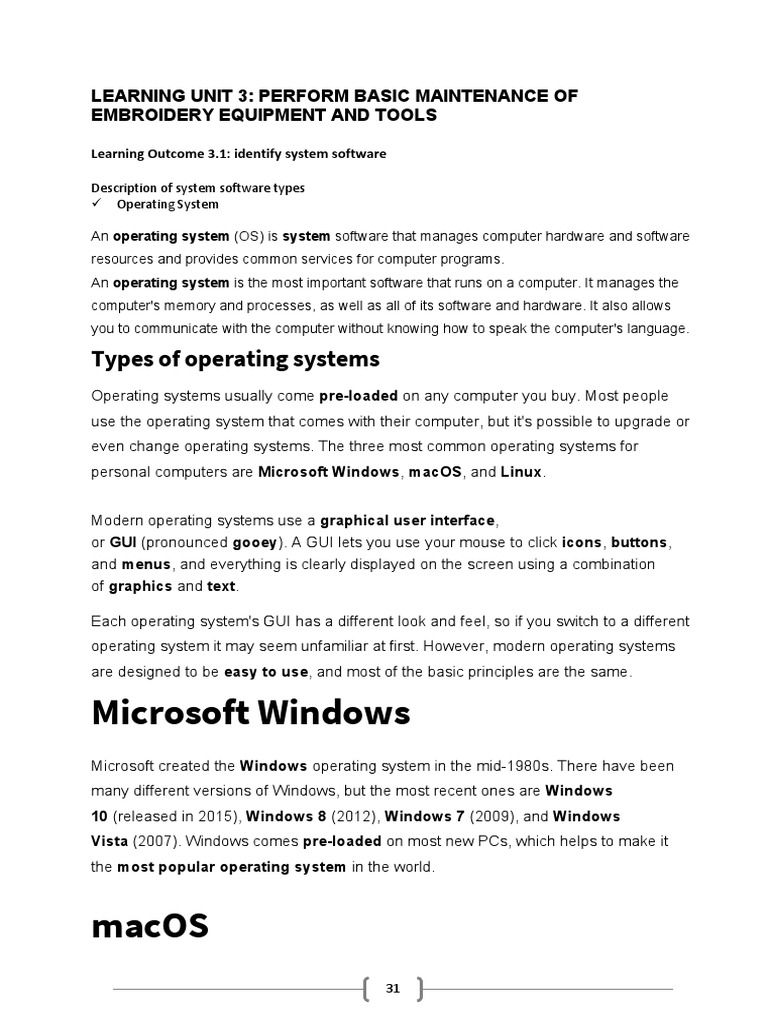 Microsoft Windows: Types of Operating Systems | PDF | 64 Bit Computing ...
