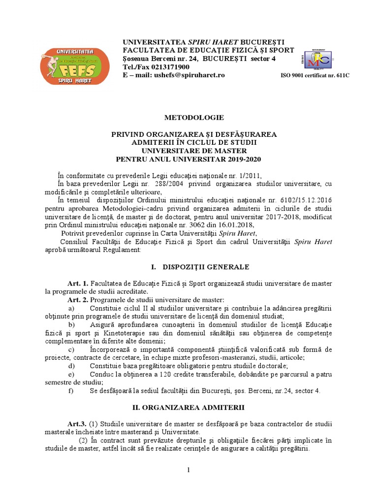 Metodologie Admitere Master 2019 Cu Sigla
