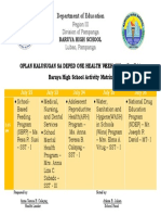 DepEd One Health Week Activity Matrix for Baruya High School