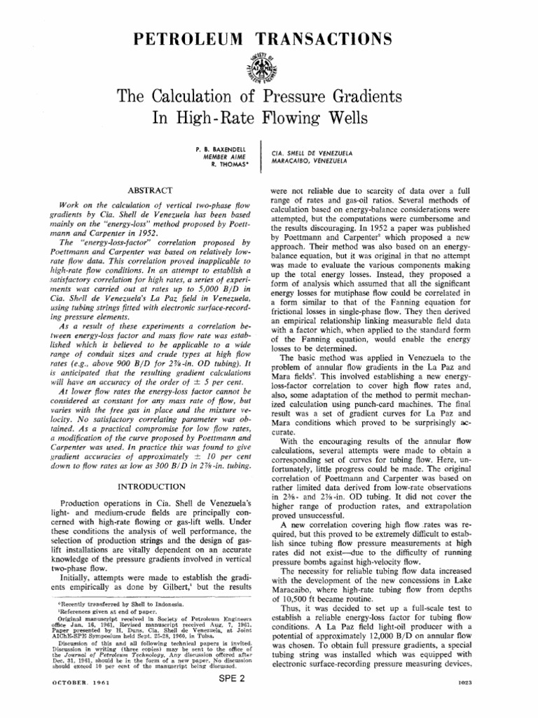 High-Rate Well Pressure Gradient Calculation | PDF | Fluid Dynamics | Gases