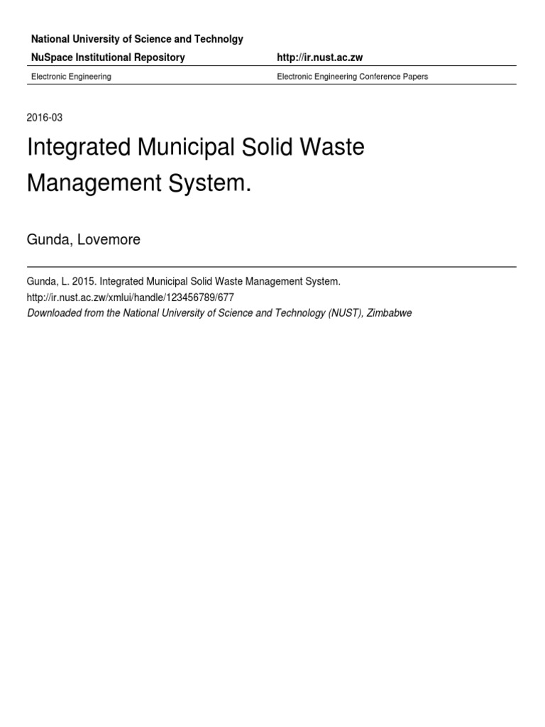 Integrated Solid Waste Management System | PDF | Waste Management ...