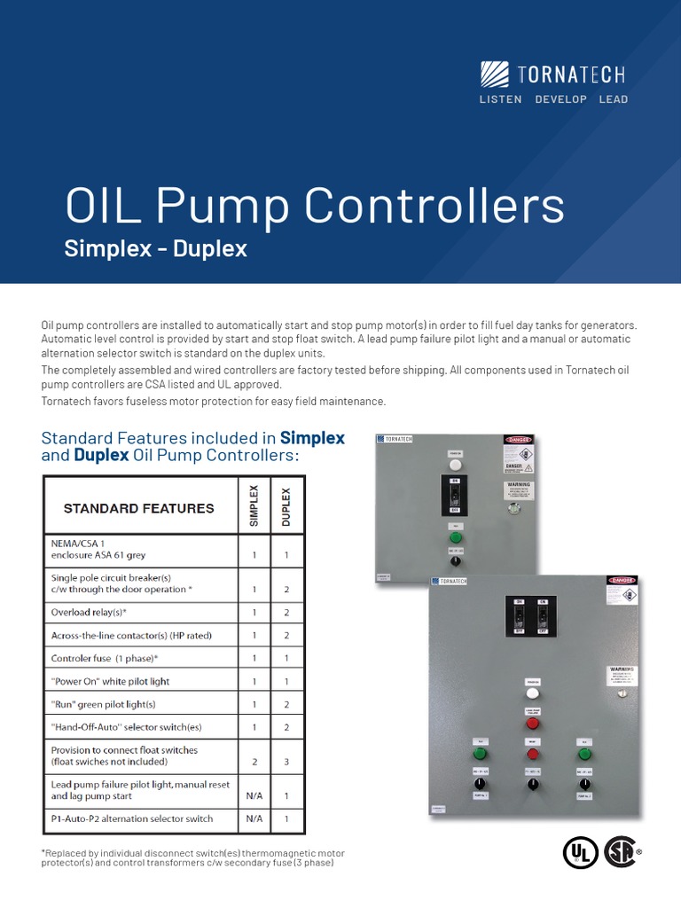 OIL Pump Controllers: Simplex - Duplex | PDF | Switch | Electric Motor