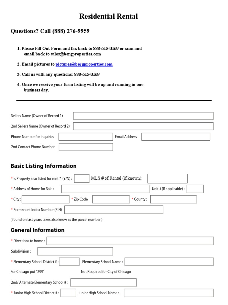 Residential Rental Listing Form | PDF | Real Estate Broker | Kitchen