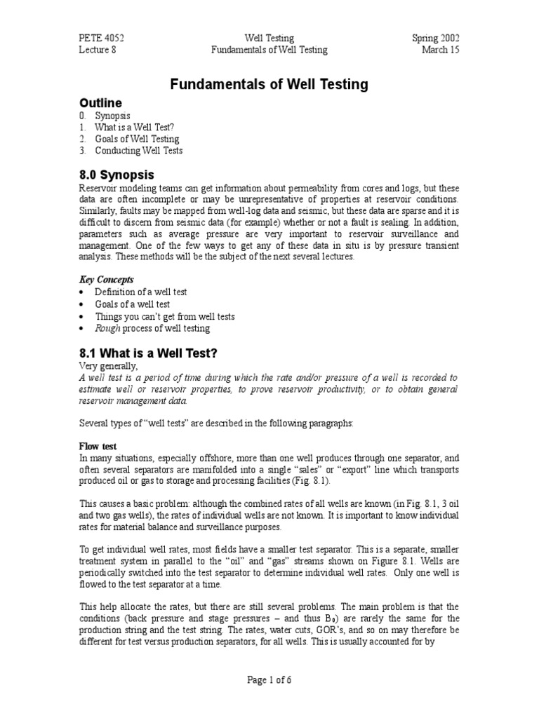 Fundamentals of Well Testing Overview | PDF | Petroleum Reservoir | Nature
