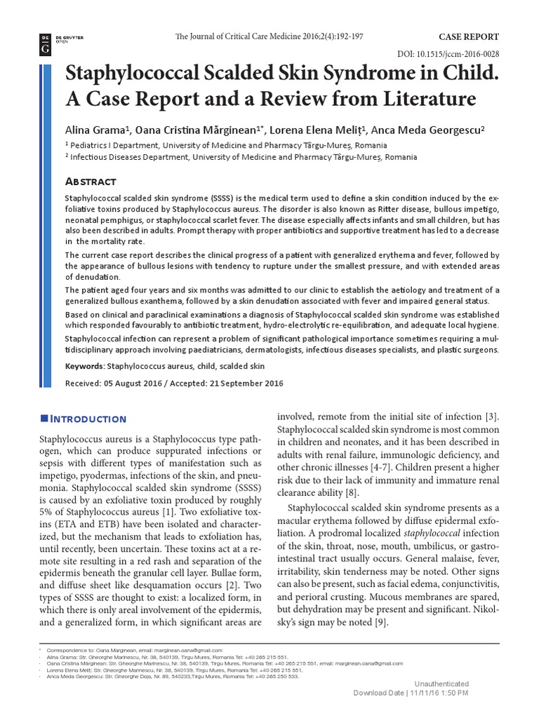 Staphylococcal Scalded Skin Syndrome Case Study | PDF | Sepsis ...