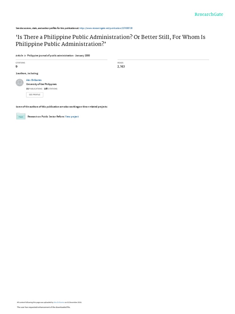 Philippine Public Administration Analysis | PDF | Good Governance ...