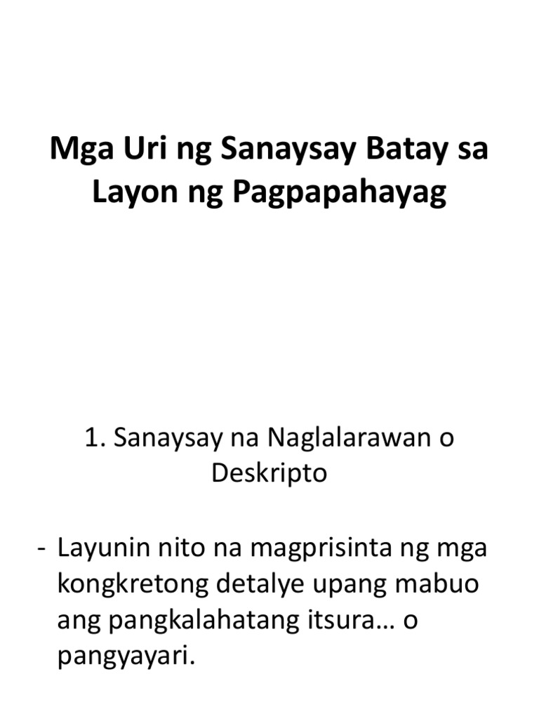 mga uri ng sanaysay