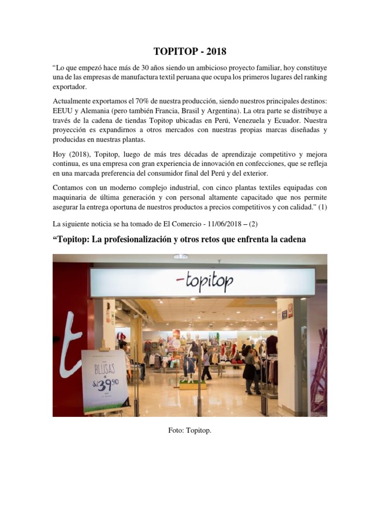 Evolución y Retos de Topitop en Perú | PDF | Perú | Comercio electrónico