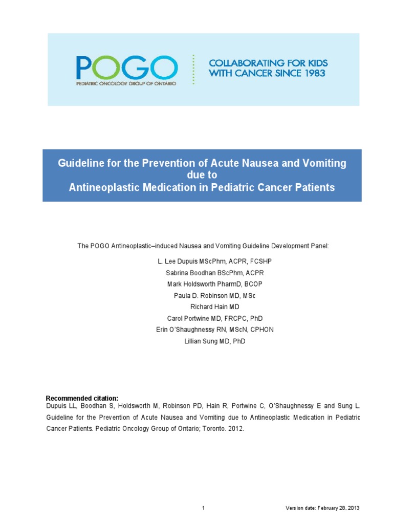 POGO Acute AINV Full Guideline Feb 28 2013 PDF Chemotherapy
