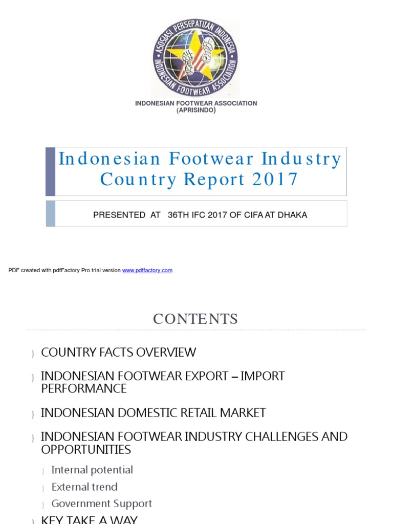 Indonesian Footwear Industry Country Report 2017 Presented at 36Th Ifc