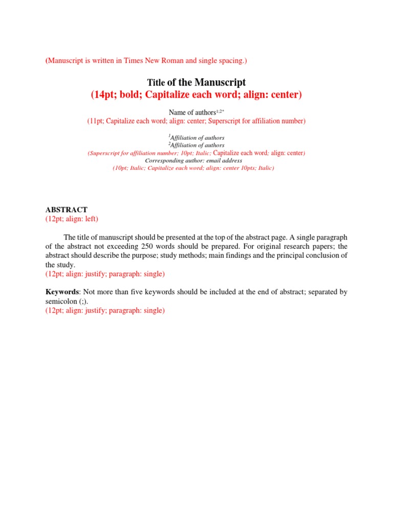 Manuscript Formatting Guidelines | PDF | Citation