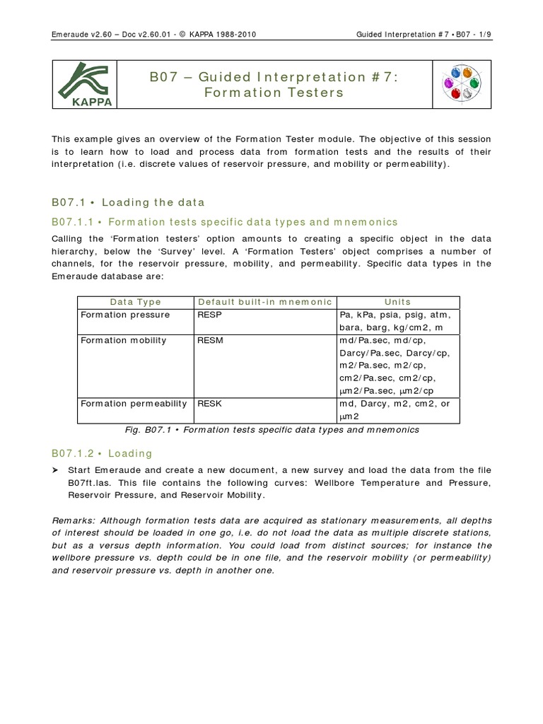 B07 - Guided Interpretation #7: Formation Testers: B07.1 - Loading The ...