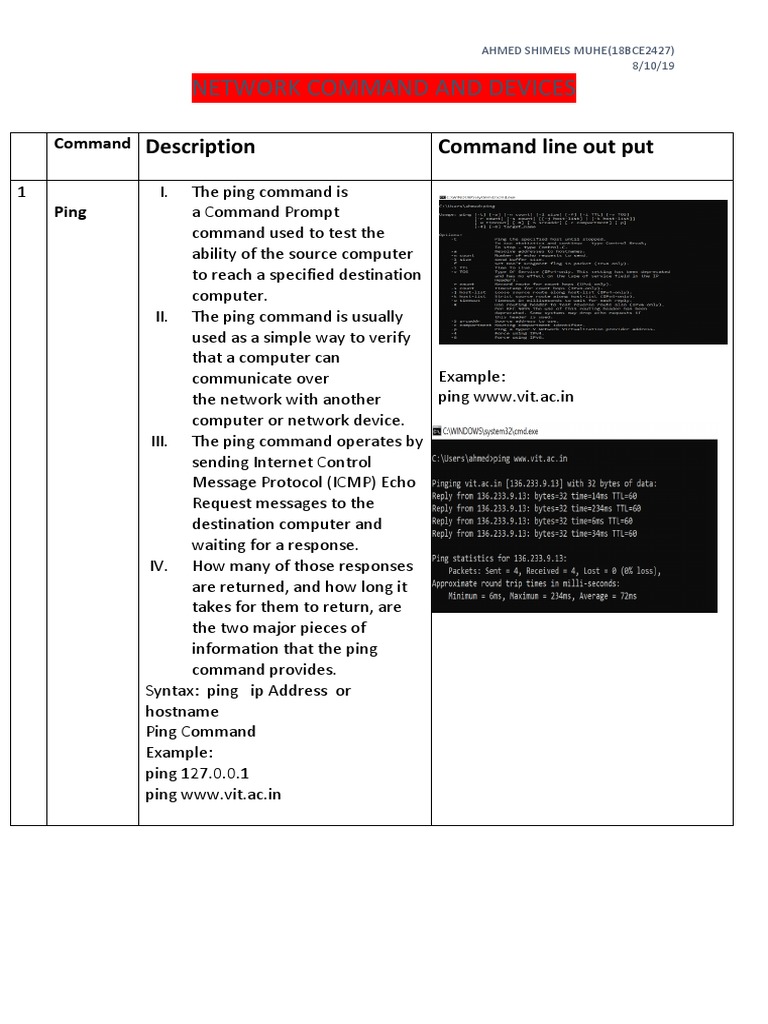 Network Commands & Devices Guide | PDF | Computer Network | Network Switch