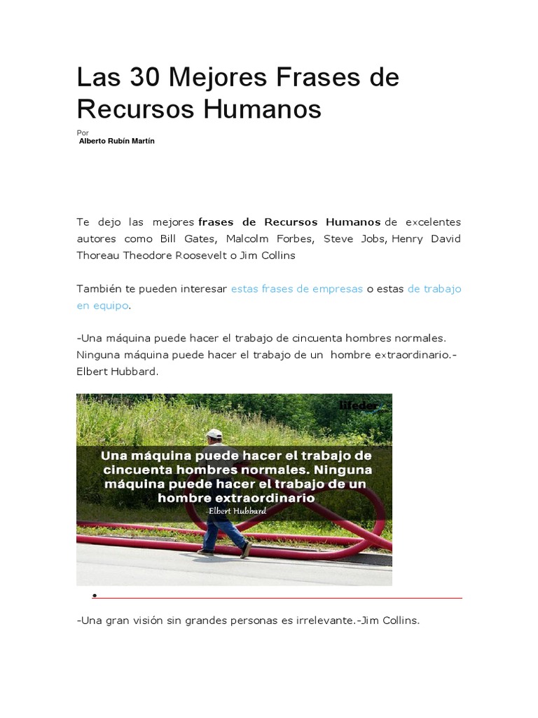 Las 30 Mejores Frases de Recursos Humanos | PDF | Gestión de recursos