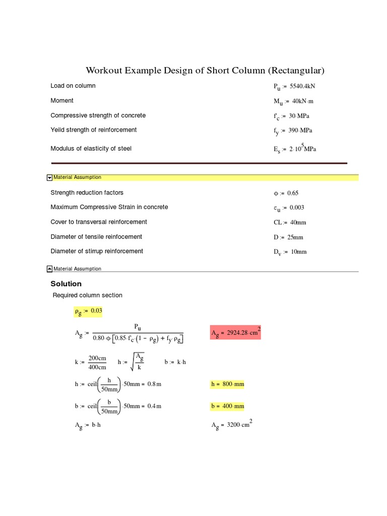 Short Column Design Calculation Guide | PDF | Young's Modulus ...