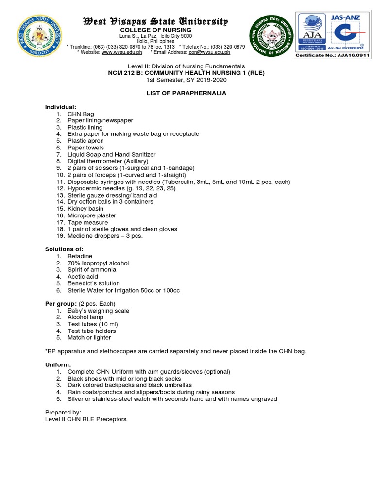 CHN Bag Contents PDF