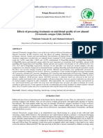 Effects of Processing Treatments On Nutritional Quality of Raw Almond Terminalia Catappa Linn Kernels