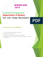 Next Gen Bioscience Quiz Competition-2016: Conducted and Organized by