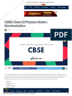 Class Notes CBSE Class Physics Notes - Electrostatics