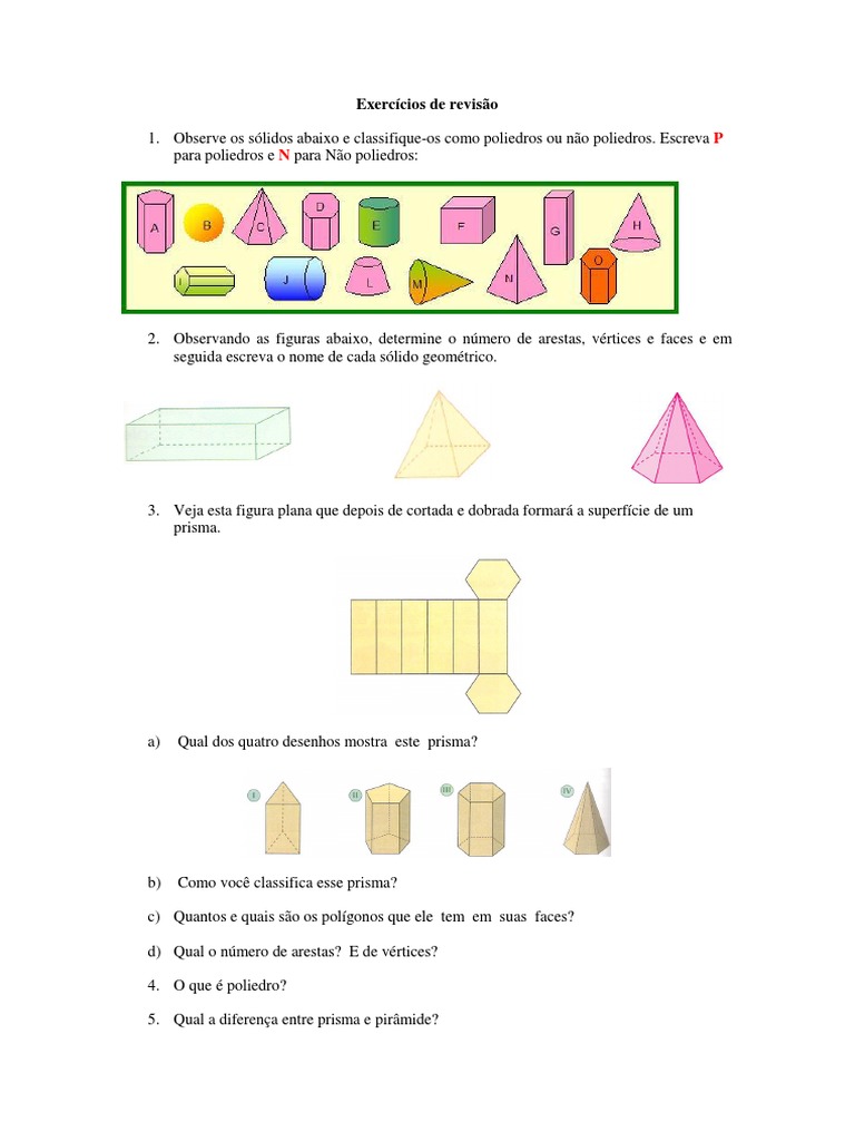Exercícios de Revisão - Formas Geometricas 6 Ano | PDF