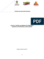 2013 Políticas y Sistema Colombiano de Formación y Desarrollo Profesional de Educadores 2012