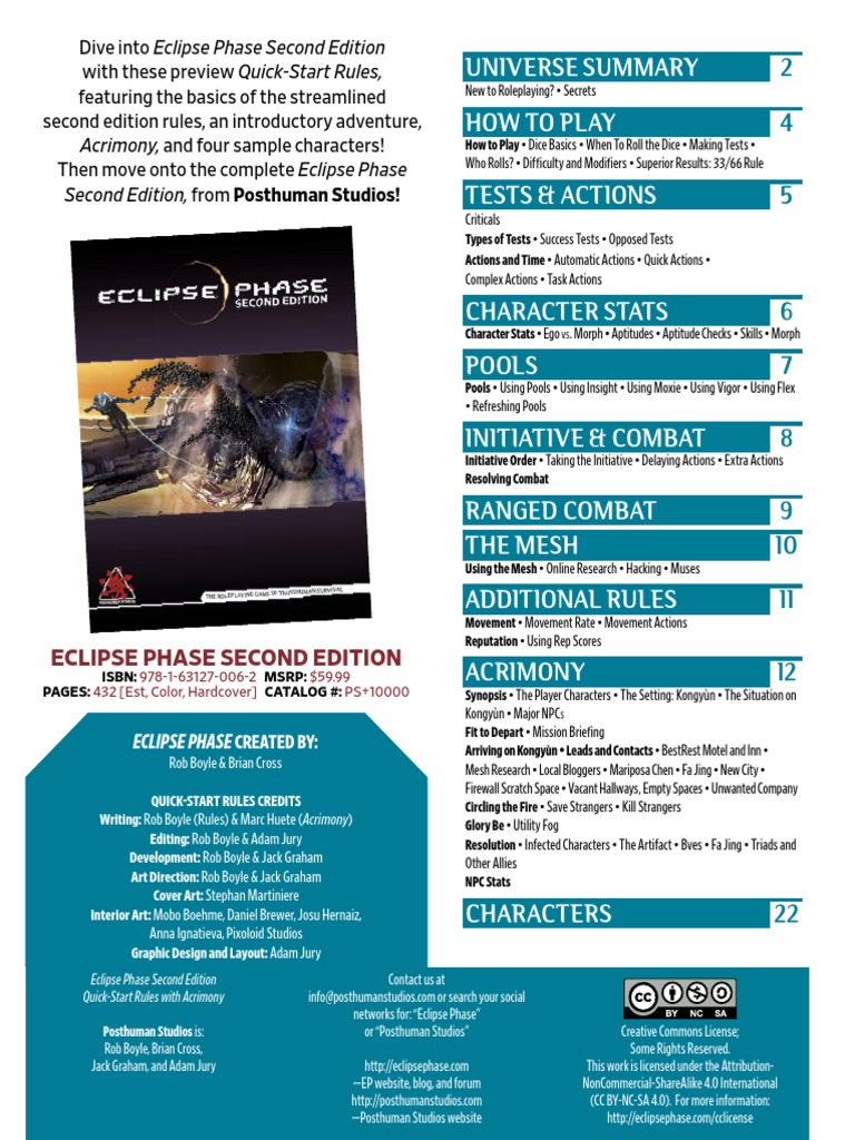 Eclipse Phase Quick-Start Rules Guide | PDF | Information Security ...