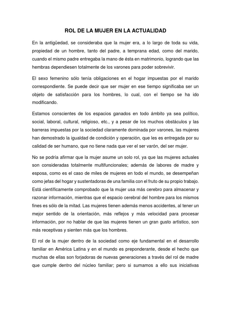 El Rol De La Mujer Pdf – EL ROL DE LA MUJER EN LA SOCIEDAD Completo – XFCWK