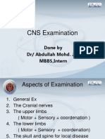 CNS Examination: Done by DR/ Abdullah Mohd. Jan MBBS, Intern