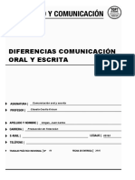 Diferencia Comunicación Oral y Escrita