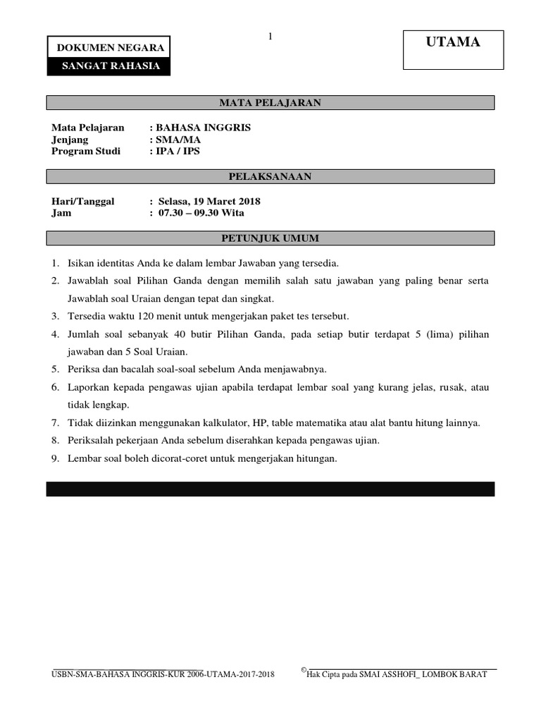 Soal Usbn 2019 Rabbit Nature